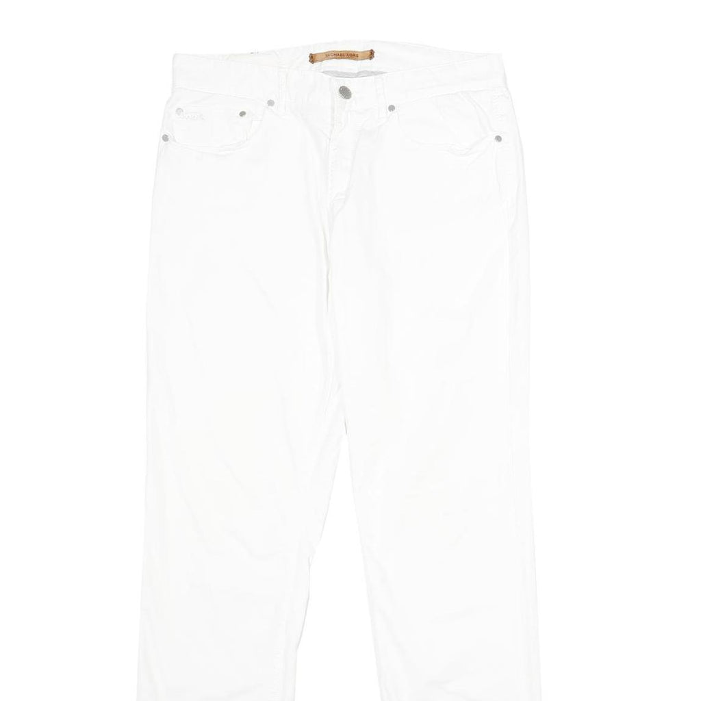 MICHAEL KORS Mens Cotton Blend White Slim Straight Trousers W32 L34 Smart Casual