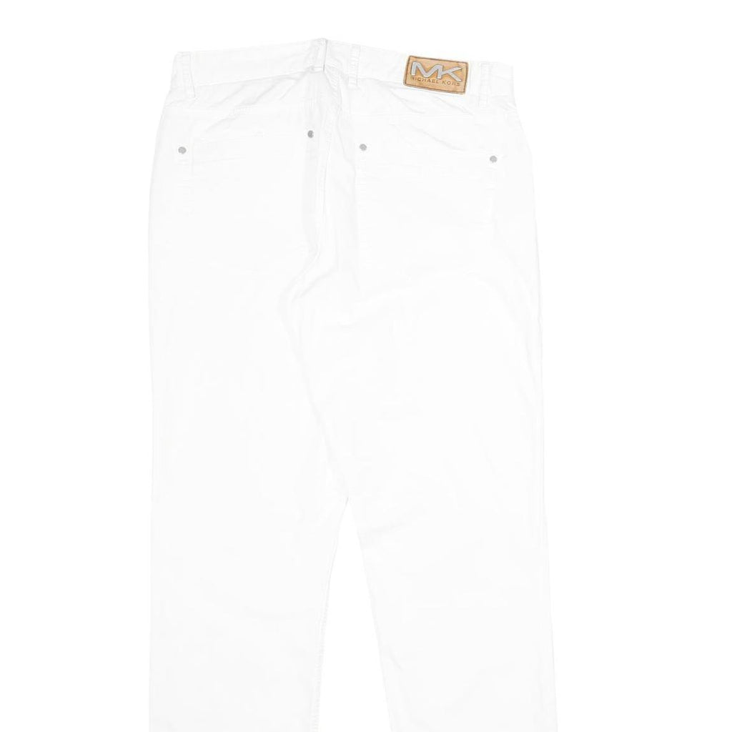 MICHAEL KORS Mens Cotton Blend White Slim Straight Trousers W32 L34 Smart Casual