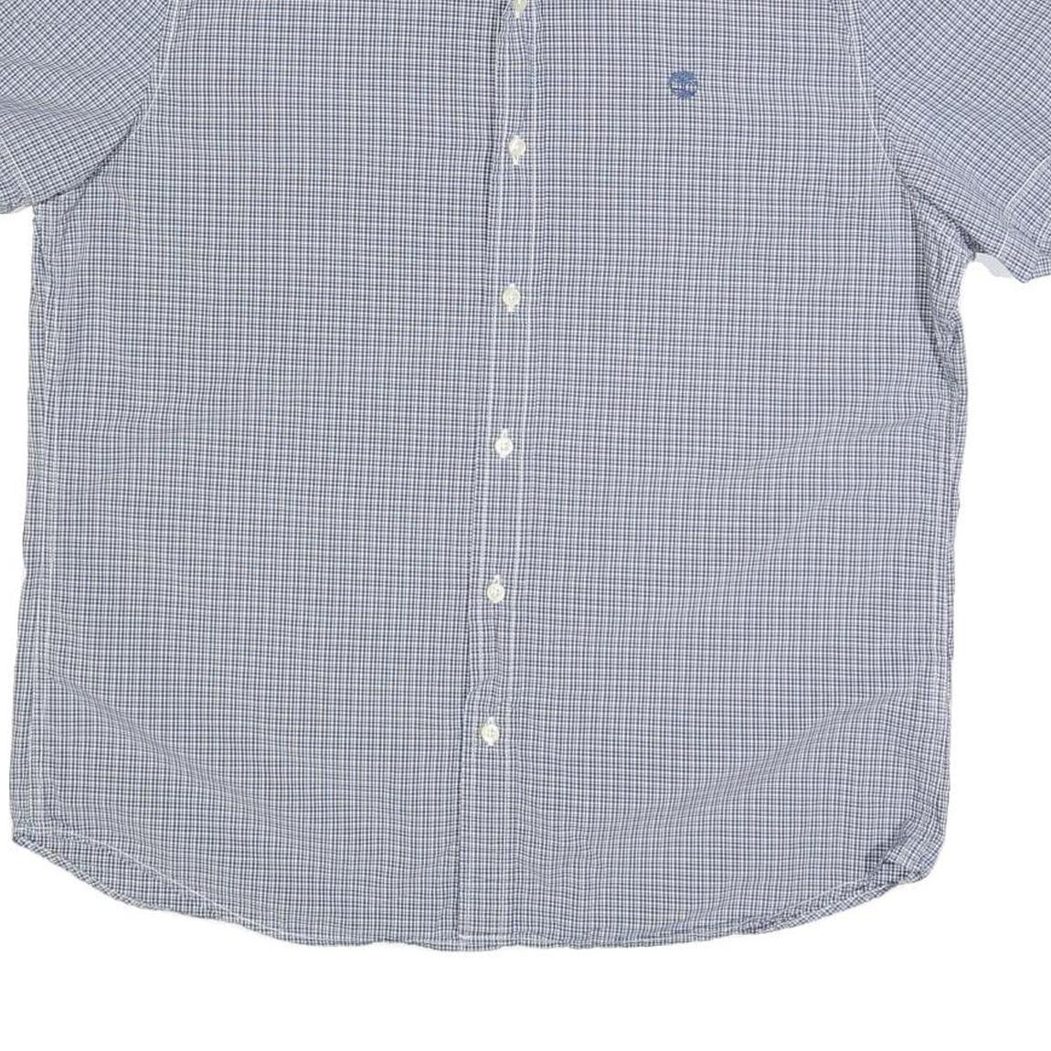 TIMBERLAND Mens Blue Check Short Sleeve Shirt XL Casual Button Down Cotton Blend