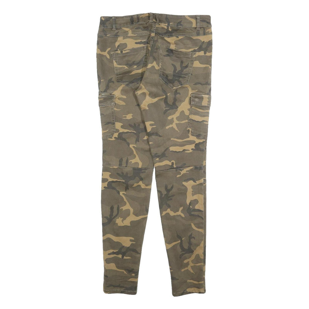 CLOCKHOUSE Mens Cotton Blend Slim Camouflage Trousers W32 L30 Cargo Pocket Zip