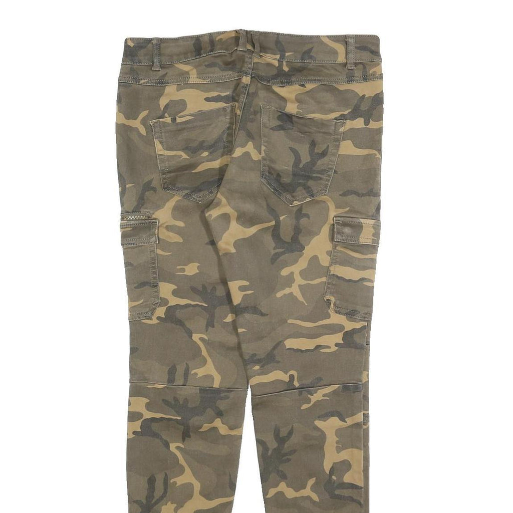 CLOCKHOUSE Mens Cotton Blend Slim Camouflage Trousers W32 L30 Cargo Pocket Zip