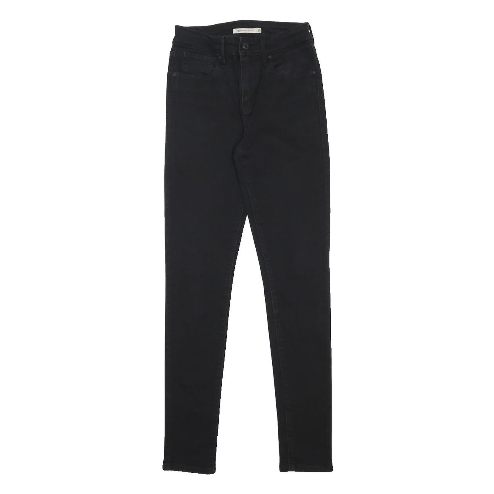 LEVI'S 721 Womens Jeans Black Slim Skinny Denim W25 L30 Zip Cotton Blend