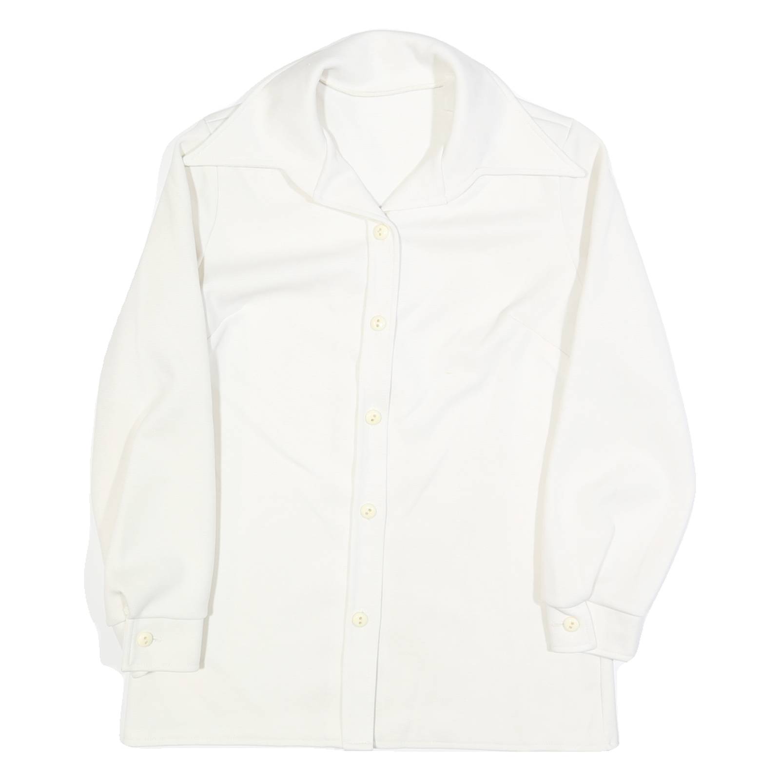 Womens White Button Jacket S Polyester Blend Plain Classic Stylish Lightweight