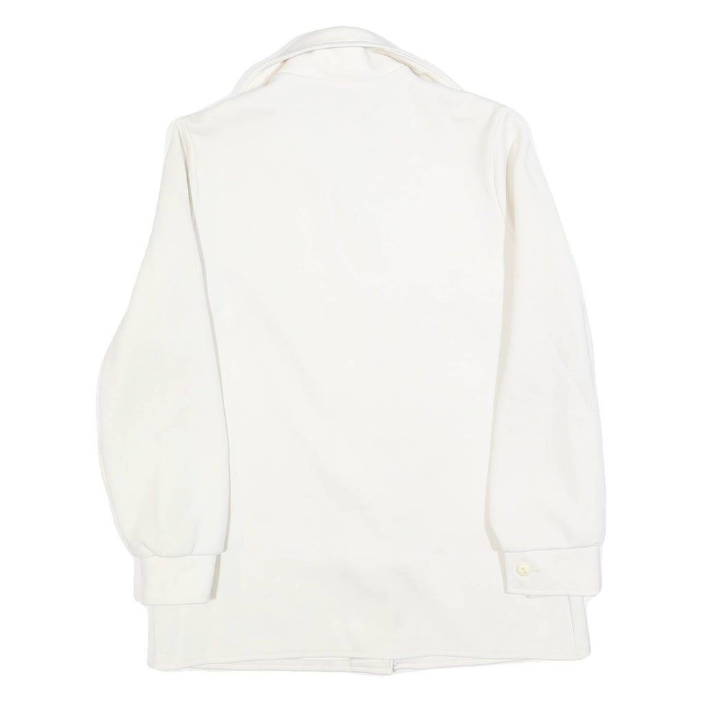 Womens White Button Jacket S Polyester Blend Plain Classic Stylish Lightweight