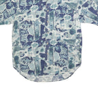 NOT YOUR BASIC Mens Blue Patterned Linen Blend Shirt M Relaxed Short Sleeve