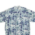 NOT YOUR BASIC Mens Blue Patterned Linen Blend Shirt M Relaxed Short Sleeve