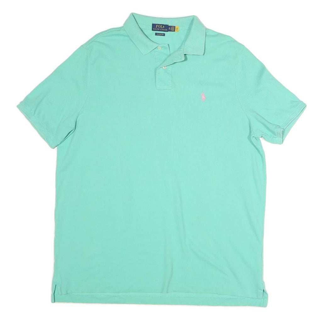 POLO RALPH LAUREN Mens Mint Green Pink Logo Short Sleeve Polo Shirt XL Classic