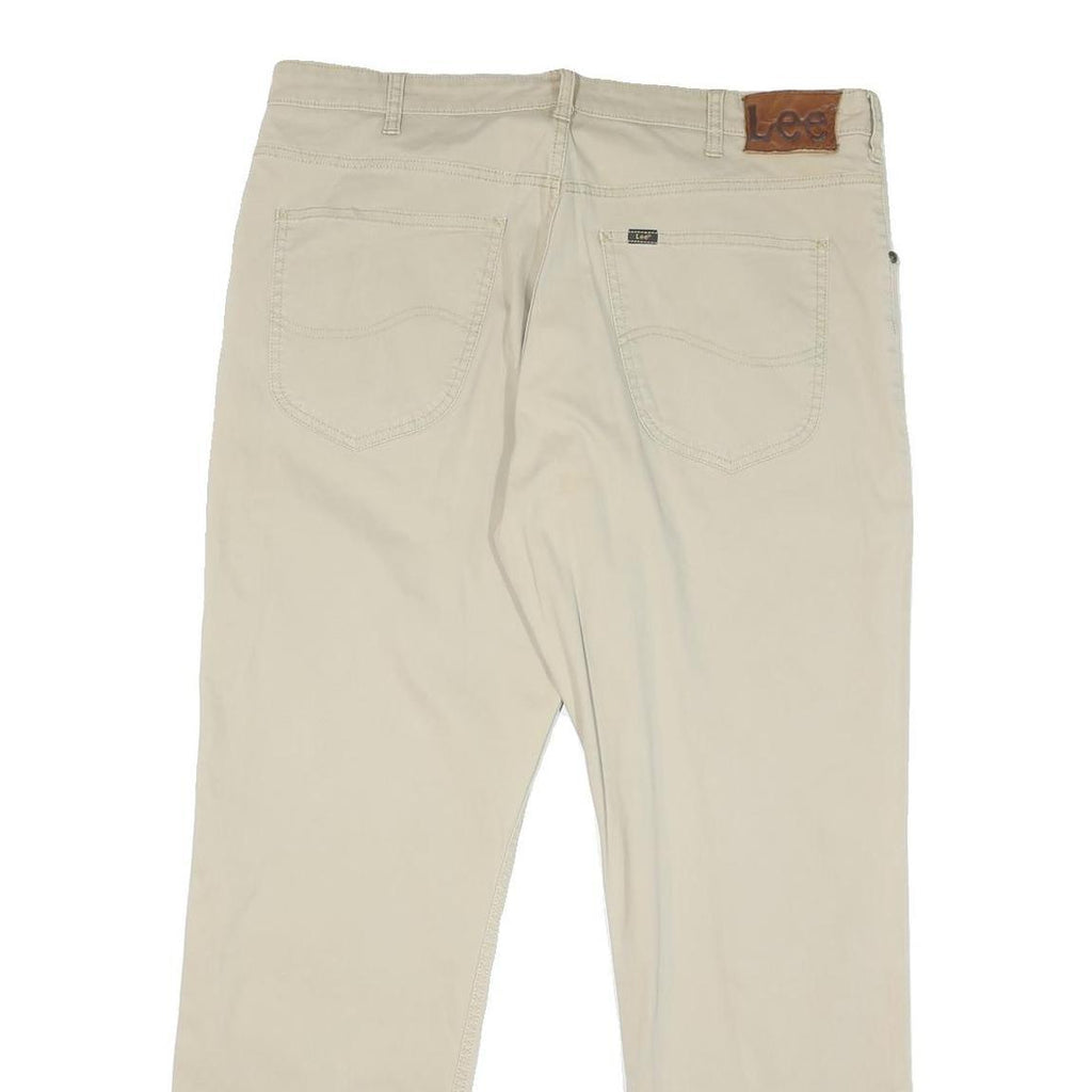 LEE Mens Regular Fit Beige Cotton Blend Trousers W36 L29 Classic Zip Closure