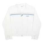 ELLESSE Womens White & Blue Retro Stripe Zip Jacket M Polyester Blend Casual