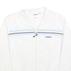 ELLESSE Womens White & Blue Retro Stripe Zip Jacket M Polyester Blend Casual