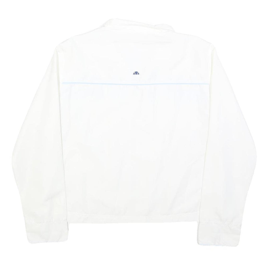 ELLESSE Womens White & Blue Retro Stripe Zip Jacket M Polyester Blend Casual