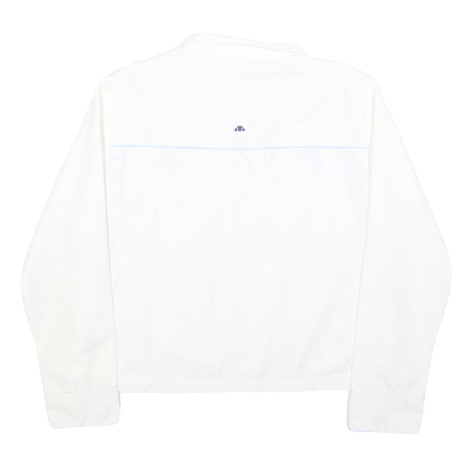 ELLESSE Womens White & Blue Retro Stripe Zip Jacket M Polyester Blend Casual