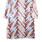 BOSS Womens Multicolour Silk Blend Day Dress V-Neck 3/4 Sleeve S Striped Casual