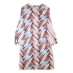 BOSS Womens Multicolour Silk Blend Day Dress V-Neck 3/4 Sleeve S Striped Casual