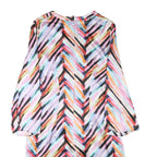 BOSS Womens Multicolour Silk Blend Day Dress V-Neck 3/4 Sleeve S Striped Casual