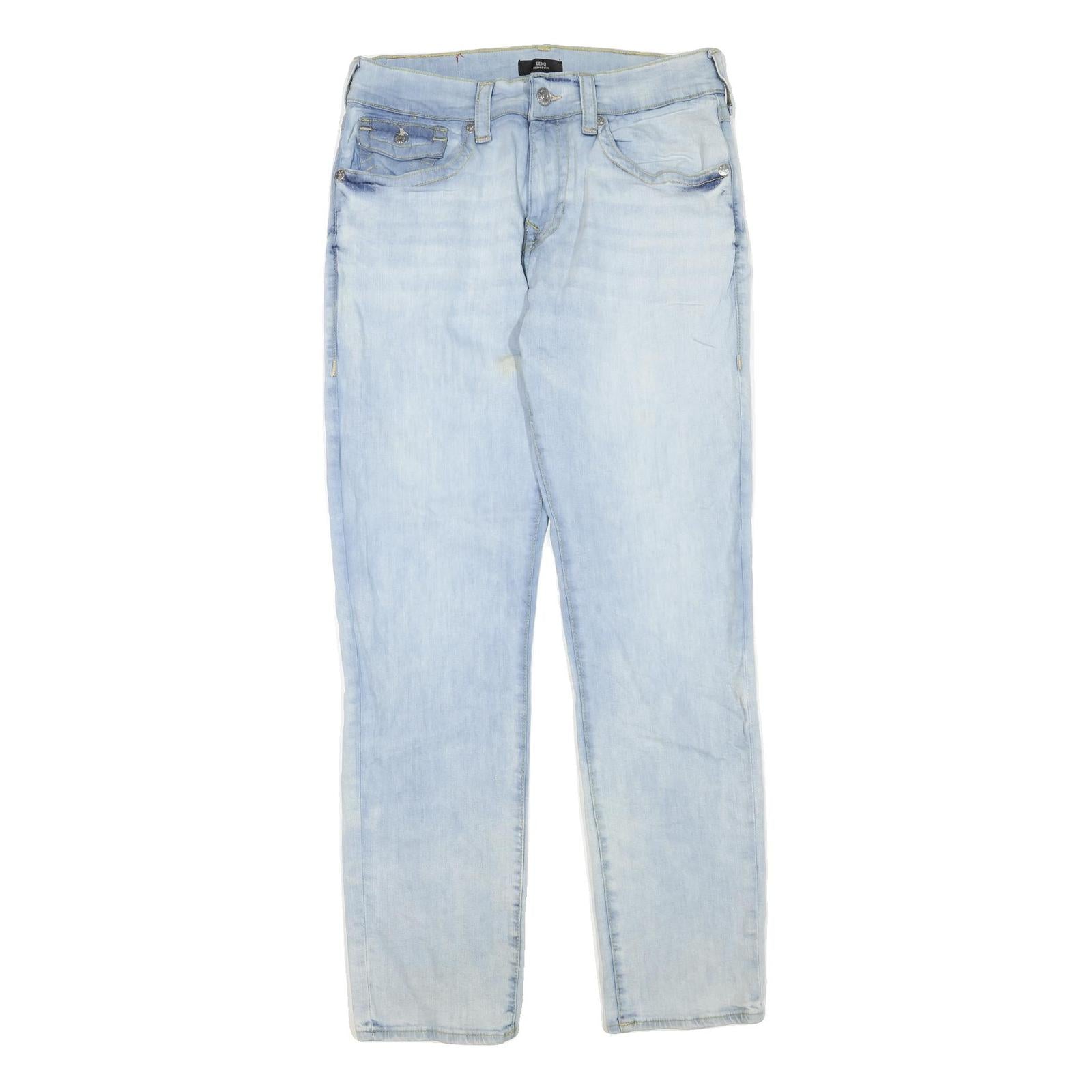 TRUE RELIGION Womens Jeans Regular Straight Denim Light W33 L34 Zip Cotton Blend