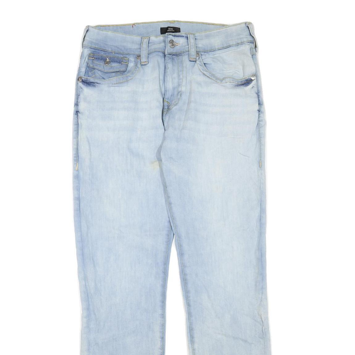 TRUE RELIGION Womens Jeans Regular Straight Denim Light W33 L34 Zip Cotton Blend