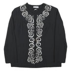PIERRE RAFFI Womens Black Jacket M Polyester Blend Button Plain Elegant Design