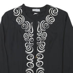 PIERRE RAFFI Womens Black Jacket M Polyester Blend Button Plain Elegant Design