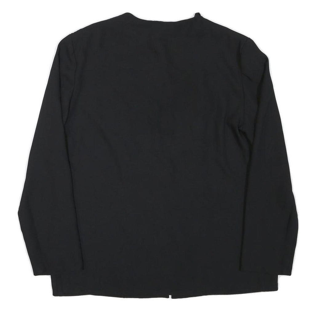 PIERRE RAFFI Womens Black Jacket M Polyester Blend Button Plain Elegant Design