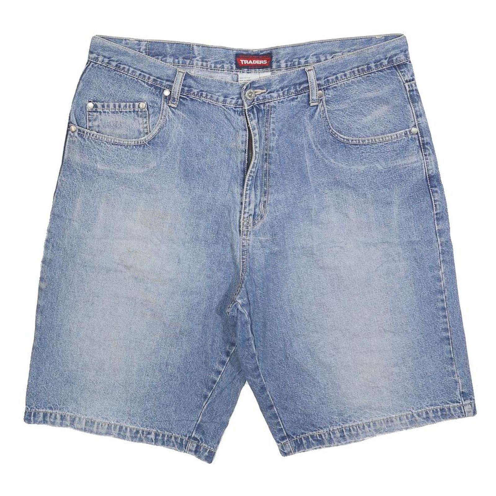 TRADERS Mens Denim Blue Shorts Casual L W36 Comfortable Cotton Blend