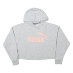 PUMA Womens Grey Hoodie XS Cropped Cotton Blend Pullover Lightweight
