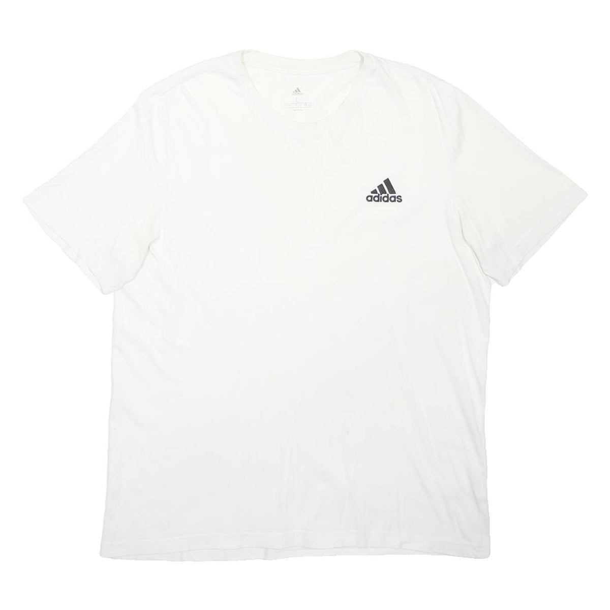 ADIDAS Mens White L Cotton Blend Short Sleeve Crew Neck Logo T-Shirt