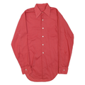 Mens Red Plain Cotton Blend Shirt M Classic Fit Button Collar Long Sleeve