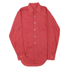 Mens Red Plain Cotton Blend Shirt M Classic Fit Button Collar Long Sleeve