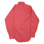 Mens Red Plain Cotton Blend Shirt M Classic Fit Button Collar Long Sleeve