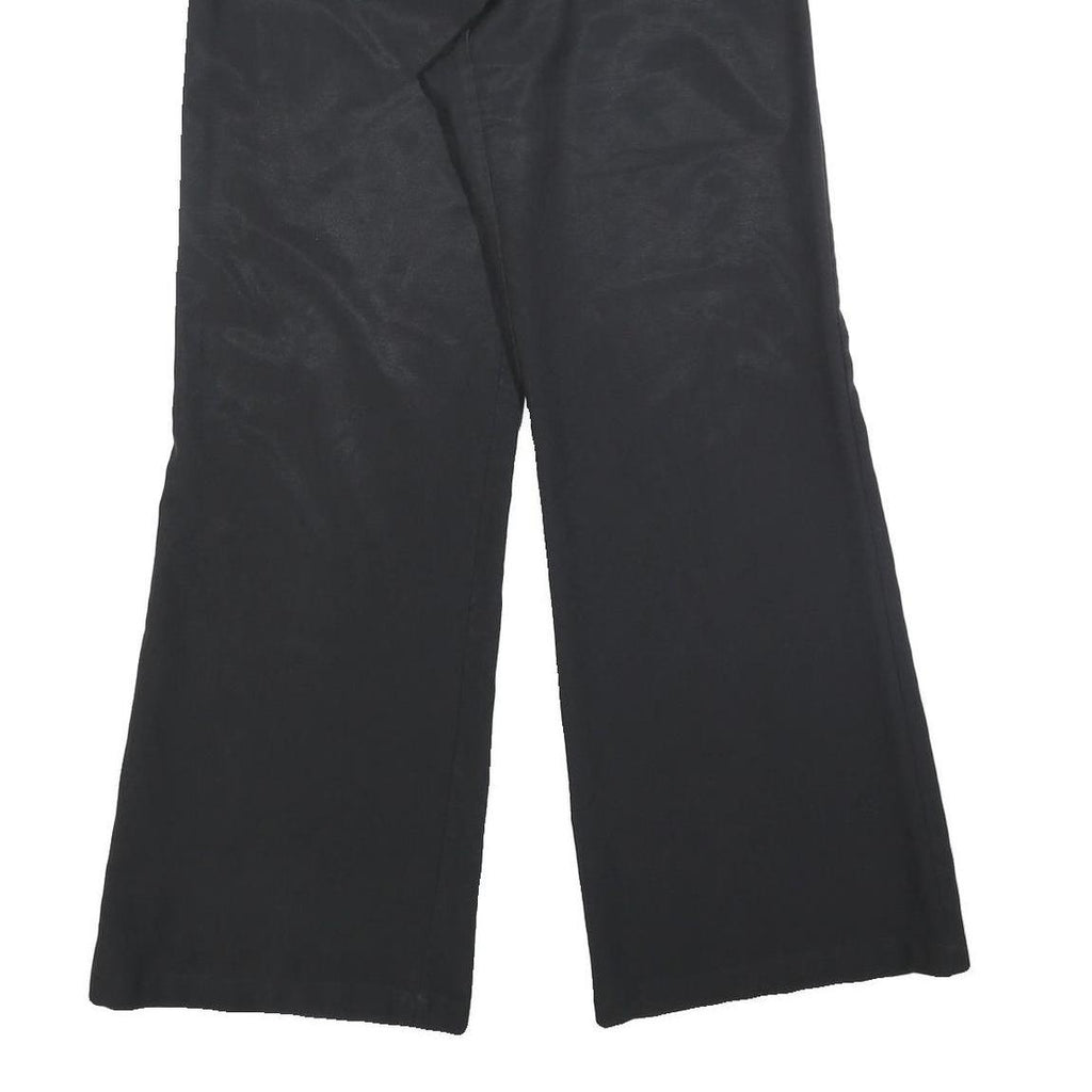 Womens Black Relaxed Wide-Leg Trousers W30 L32 Zip Closure Casual Wear