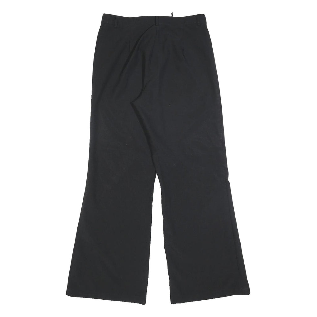 Womens Black Relaxed Wide-Leg Trousers W30 L32 Zip Closure Casual Wear