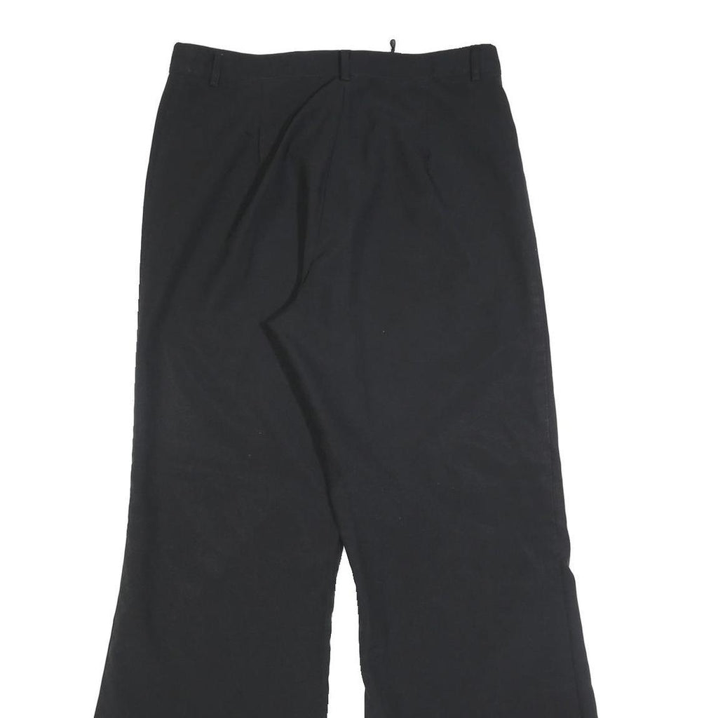 Womens Black Relaxed Wide-Leg Trousers W30 L32 Zip Closure Casual Wear