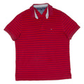 TOMMY HILFIGER Mens Polo Shirt Red Striped L