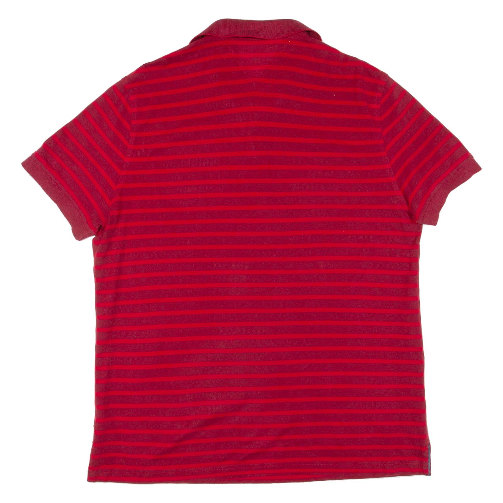 TOMMY HILFIGER Mens Polo Shirt Red Striped L