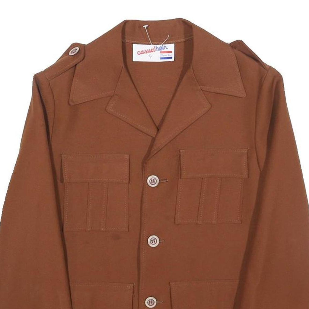 CASUAL HEIN Womens Brown Button Jacket S Polyester Plain Comfortable Stylish