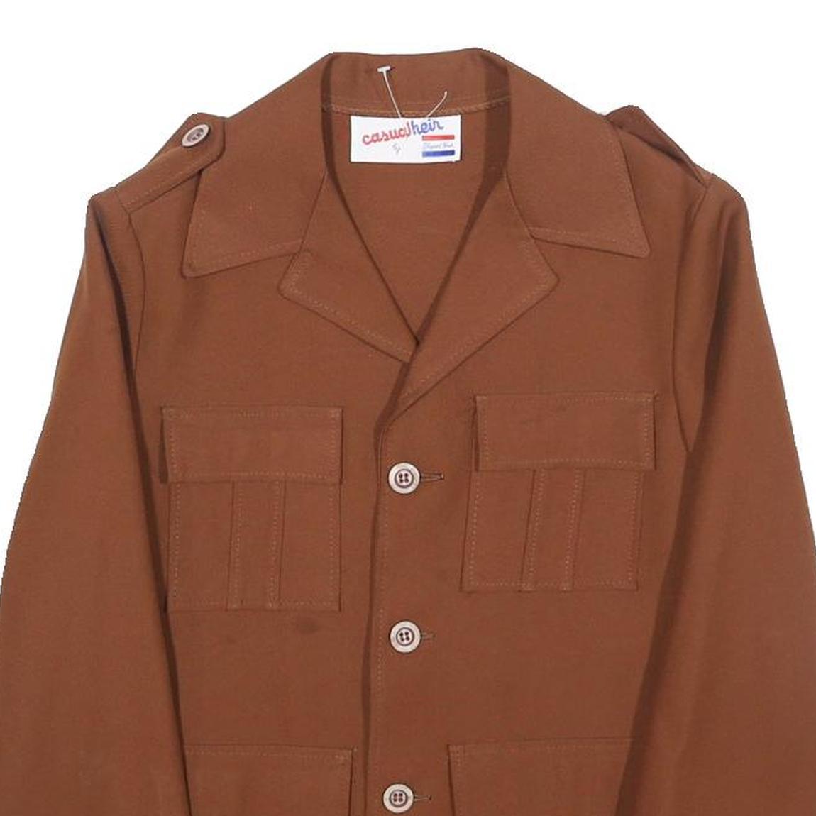 CASUAL HEIN Womens Brown Button Jacket S Polyester Plain Comfortable Stylish