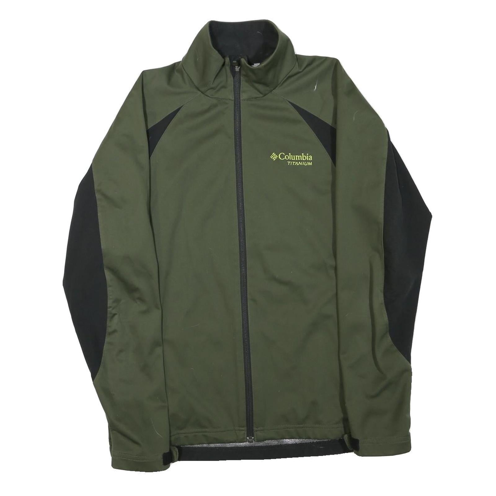 COLUMBIA Mens Green & Black Softshell Jacket S Polyester Blend Zip Outdoor