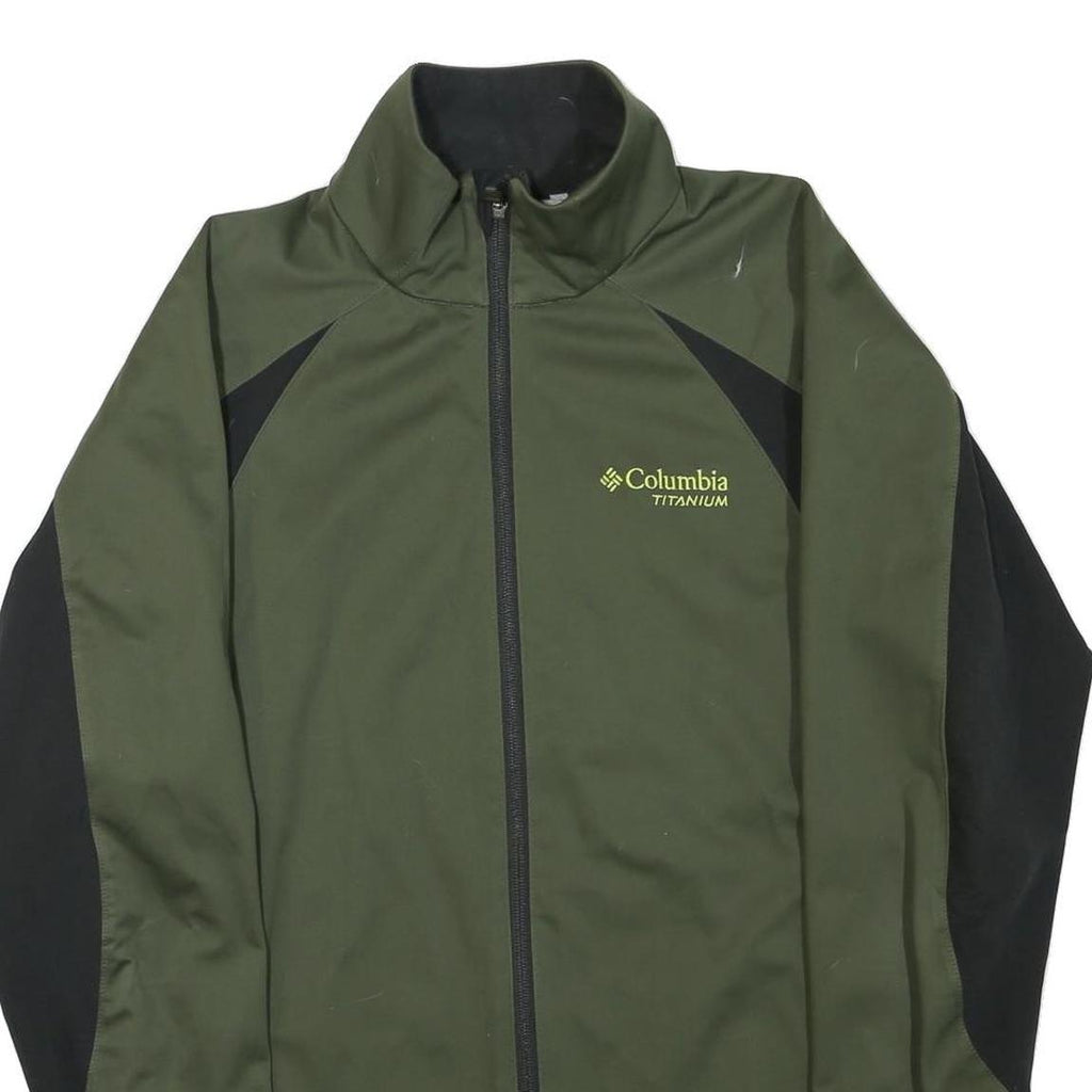 COLUMBIA Mens Green & Black Softshell Jacket S Polyester Blend Zip Outdoor