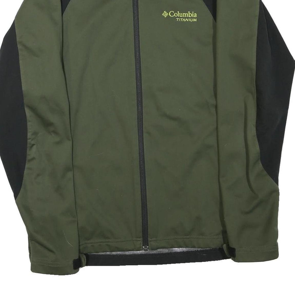 COLUMBIA Mens Green & Black Softshell Jacket S Polyester Blend Zip Outdoor