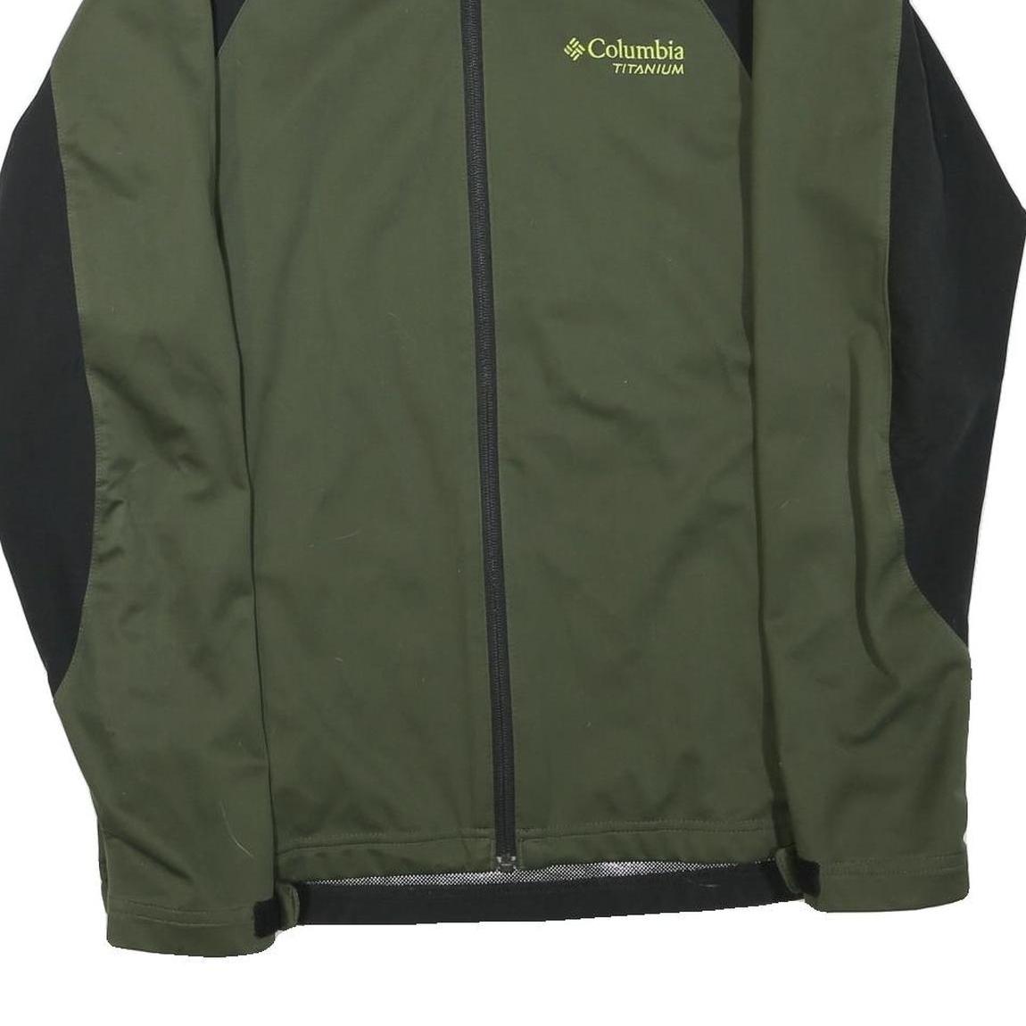 COLUMBIA Mens Green & Black Softshell Jacket S Polyester Blend Zip Outdoor