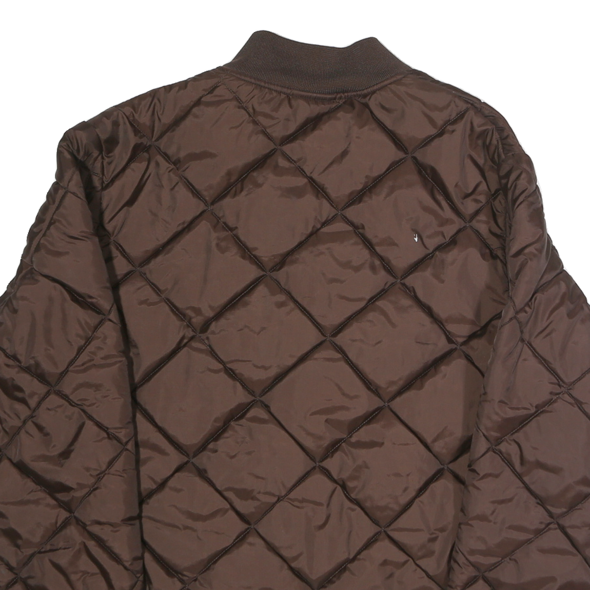 DICKIES Mens Brown Quilted Bomber Jacket L Polyester Zip Pocket Workwear