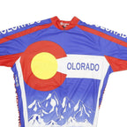 CANARI Mens Blue & Red Colorado Cycling Jersey M Short Sleeve Round Neck