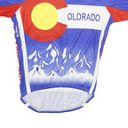 CANARI Mens Blue & Red Colorado Cycling Jersey M Short Sleeve Round Neck