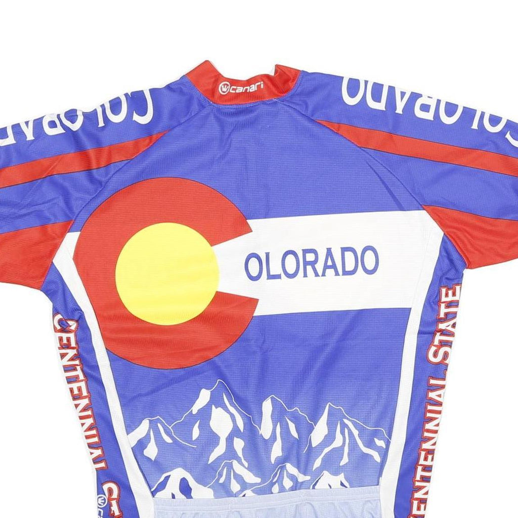 CANARI Mens Blue & Red Colorado Cycling Jersey M Short Sleeve Round Neck