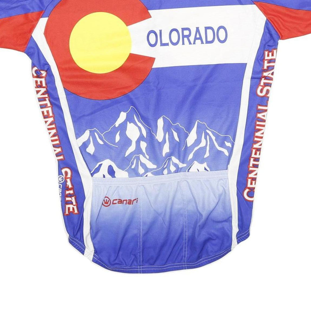 CANARI Mens Blue & Red Colorado Cycling Jersey M Short Sleeve Round Neck