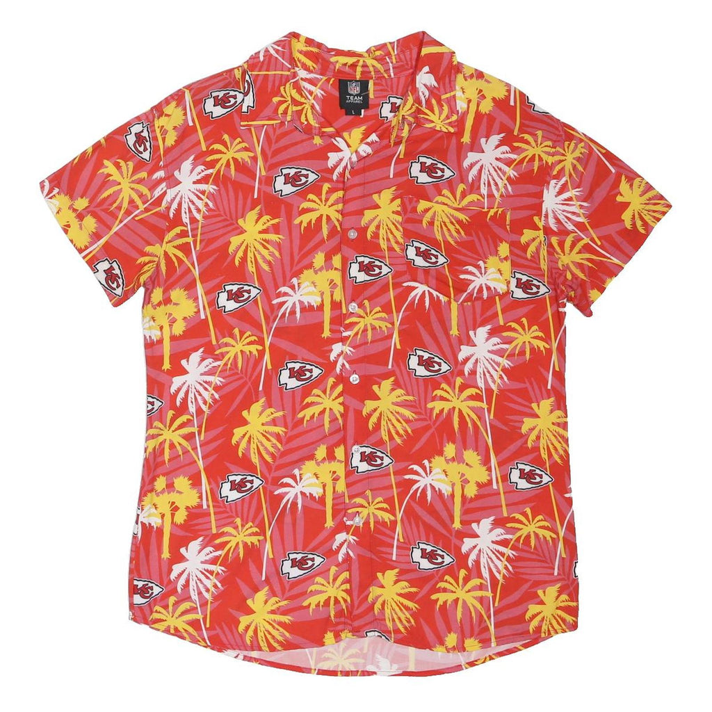 NFL Mens Red & Yellow Kansas City Chiefs Hawaiian Shirt L Summer Casual