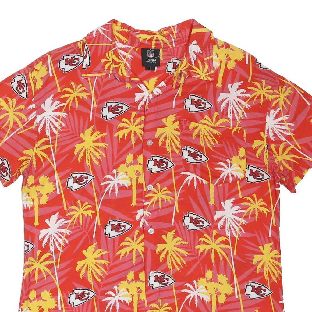 NFL Mens Red & Yellow Kansas City Chiefs Hawaiian Shirt L Summer Casual