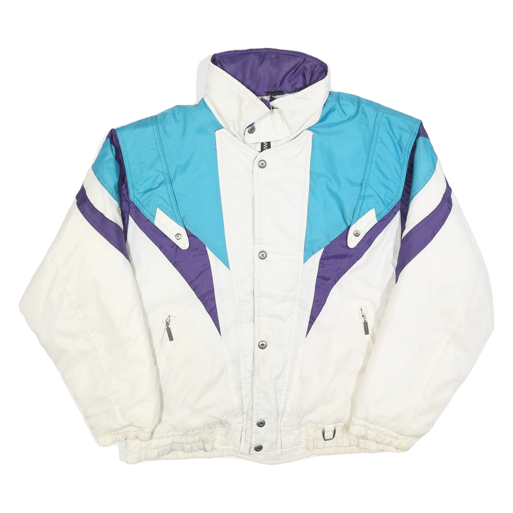 STEEP SLOPES Mens White & Purple & Blue Zip Jacket M Polyester Blend Colourblock