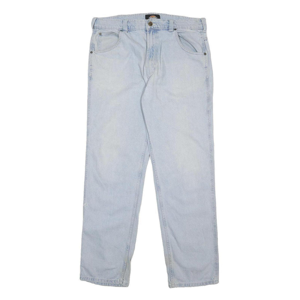 DICKIES Mens Jeans Light Blue Regular Straight Denim Medium W32 L32 Classic Zip